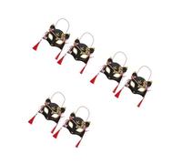 Healvian 6 pcs Japanese Fox Half Mask Cosplay Animal Mask Comfortable Breathable Design for Halloween Stage Performances Traditional Cherry Blossom Pattern