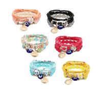 Healvian 6 Sets Bohemian Evil Eye Bracelets Beaded Bracelets for Women Stylish Stackable Jewelry for Daily Wear and Special Occasions Comfortable and Skin Friendly Design