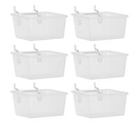 Healvian 6pcs Abs Pegboard Bins with Metal Hooks, Slanted Opening and Square Hole Design, Easy Installation and Versatile Storage, for Workshop and Garage Organizing