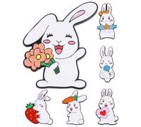 Healvian 6pcs Adorable Rabbit Brooch Easter Bunny Brooch for Women Decorative Pin Clothes Lapel Pin Rabbit Women Garden Animal Ornaments for Crafting