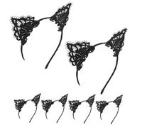 Healvian 6pcs Black Lace Cat Ears Headband for Intricate Hollow Design Hairband for Halloween Festival Party Carnival and Cosplay Accessories