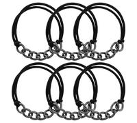 Healvian 6pcs Black Metal Ponytail Holders - Chain Hair Bands With Elastic - Hair Cuff Bracelet For Women - Stylish Hairstyling Accessories For Bridesmaids And Gatherings