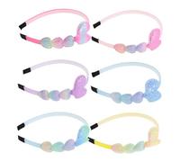 Healvian 6pcs Colorful Heart-shaped Headbands Soft Gradient Rainbow Hairbands for Party and Daily Wear Cute Comfortable Hair Accessories to Boost Confidence and Creativity