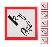 Healvian 6pcs Corrosive Material Label Stickers Self-adhesive Safety Warning Signs 5x5cm for Industrial Hazard Identification and Chemical Storage Compliance