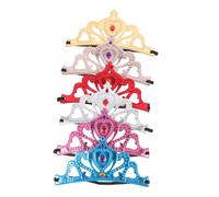 Healvian 6pcs Decorative Birthday Crown Headband for Soft Comfortable Cloth Material Multi-color Princess Party Headpiece for Birthday Celebrations and Dress-up Accessories