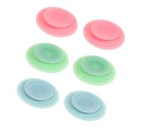 Healvian 6pcs Double-Sided Silicone Suction Cups for Plate Fixing Non-Slip Utensil Rest Pads with Large Area Suction Shock Absorbing Mats for Seniors and Patients in Pink Green Blue