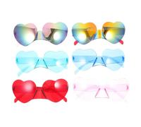 Healvian 6Pcs Frameless Heart Sunglasses Lightweight Rimless Love Heart Glasses in Candy Colors for Party Vacation Street Photos Frame Novelty Eyewear