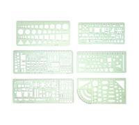 Healvian 6pcs Geometric Drawing Template Set with Pet Plastic Stencils for Architectural Drafting, Shape Stencils and Architect Scale Ruler for Office and School Technical Drawing