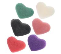 Healvian 6pcs Heart Shaped Facial Cleansing Sponges for Women Gentle Exfoliating Face Cleaning Pads Multi-color Soft Sponges Suitable for All Skin Types Daily Skincare Routine