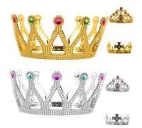 Healvian 6Pcs King and Queen Headband Crowns Elegant Holiday Party Headdress for Adults Cosplay Costume Accessories Comfortable Fit with Delicate Design for Birthday and Wedding Decor
