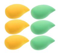 Healvian 6pcs Mango Shaped Makeup Sponges Dual Use for Dry Wet Application Durable Soft Powder Puff for Face Foundation Blending at Home Salon