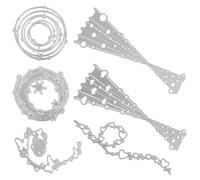 Healvian 6pcs Metal Cutting Dies Set DIY Craft Templates with Heart Star Bubble Border Patterns for Scrapbooking Embossing Card Making Stencils Tools