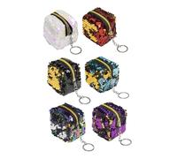 Healvian 6pcs Mini Coin Purse Sequin Change Purse Card Wallet Fashionable Slim Wallet
