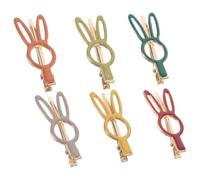 Healvian 6pcs Mini Dark Color Easter Bunny Hair Clips, Cute Rabbit Hair Accessories, Small Bang Clips for Sports and Daily Use