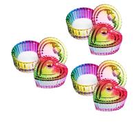 Healvian 6pcs Nail Art Monomer Dishes Lids Heart Round Glass Bowls Storage Containers for Polish Decorations Jewelry Beauty