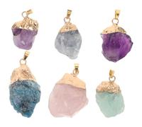 Healvian 6pcs Natural Quartz Crystal Pendants Irregular Stone Charms for Jewelry Making DIY Necklace Earring Crafting with Amethyst Blue Apatite Rose Quartz Green Fluorite Healing Stones