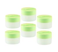 Healvian 6pcs Plastic Lotion Jars with Replaceable Inner Liners and Screw Lids Refillable Matte Round Cosmetic Containers for Face Cream Lip Balm Travel Storage with Magnetic Spoon