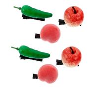 Healvian 6pcs Realistic Fruit Hair Clips for Women Girls Cute Faux Pepper Peach Apple Barrettes Fun Tropical Hair Accessories for Boy Girl Adults Durable Alligator Curl Clips