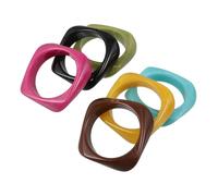 Healvian 6pcs Retro Acrylic Square Bangle Bracelets for Women Chunky Wide Vintage Style Wristbands in Black Rose Blue Green Yellow Minimalist Elegant Jewelry for Party and Daily Wear