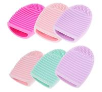 Healvian 6pcs Silicone Beauty Brush Cleaning Mat Durable Makeup Brush Cleaner Pad Mixed Colors for Easy Cleaning for Travel Home and Gym Use