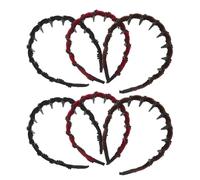Healvian 6pcs Velvet Wave Headband for Women Beaded Wide Headband Twist Design for Washing Face Non-slip Hair Holder Comes in Red Brown Black Colors