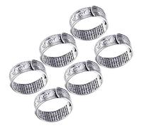 Healvian 6pcs Wealth Luck Finger Rings Decorative Health Ring for Men Women Vintage Style Durable Metal Comfortable Fit for Parties Gatherings