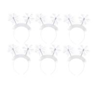 Healvian 6pcs White Snowflakes Christmas Headband Set Xmas Hair Bands Holiday Party Accessories for Women Girls Festive Decoration