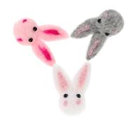 Healvian 6pcs Wool Felt Bunny Brooches Soft Rabbit Accessories for Clothes and Bags Cute Easter Decoration White Pink Gray