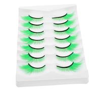 Healvian 7 Pairs Green False Lashes for St Patrick Day Cosplay Dramatic Volume Eye Lashes Easy Application for Costume Parties Stage Makeup Must Have Accessory for Performances