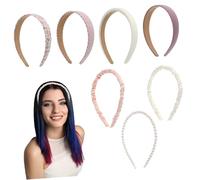 Healvian 7 Pcs Headbands Wide Floral Pearl Hairbands for Women Soft Tear Resistant Fabric Non Slip Face Washing and Party Accessories Versatile Styles for Wedding Birthday Gifts