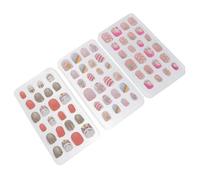 Healvian 72pcs Unicorn Cartoon Press on Full Cover False Nails Set for Nail Art Artificial with French Tip Design Random Style