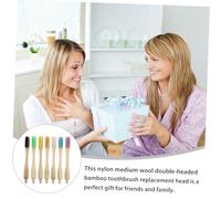 Healvian 7pcs Bamboo Toothbrush Replacement Heads with Nylon Bristles Medium Soft Dual-Ended Design for Teeth Cleaning Gentle Gums for Home and Travel Use