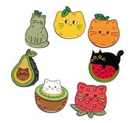 Healvian 7Pcs Cartoon Cat Brooch Decorative Pin Badges for Clothes Scarves Hats Cute Cat Accessories Durable for Bags Suits