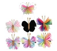 Healvian 7pcs Handmade Butterfly Hair Clips Multi-color Organza Hair Barrettes for Girls Decorative for Everyday Wear and Special Occasions