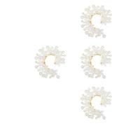 Healvian 8 Pcs Elegant Floral Non-piercing Ear Bone Clips for Women, Adjustable Lightweight Pearl Ear in White, for Weddings and Parties