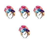 Healvian 8 Pcs Halloween Floral Headband Simulation Flower Hair Accessory for Cosplay Eye Catching Headdress Prop for Parties and Costumes Blue Purple Pink