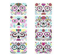 Healvian 8 Sheets Glow Dark Halloween Face Stickers Fluorescent Temporary for Halloween Makeup Safe Skin Friendly Material Unique and Fun Festival Decoration for Parties and Events