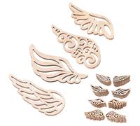 Healvian 80pcs DIY Wooden Angel Wing Chips Hollow-Out Painting Craft Set, 4 Styles 20pcs Each, Creative Coloring and Graffiti Art Decoration for Home and Easter Crafts