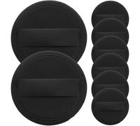 Healvian 8pcs Black Pu Leather Ultra-soft Crystal Velvet Makeup Powder 54x4mm Thin Foundation Sponges for Women Loose Powder Face Application