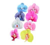 Healvian 8pcs Bohemian Orchid Flower Hair Clips Tropical Alligator Duckbill Hairpins for Women Beach Holiday Summer Party Hair Accessories with Realistic Butterfly Orchid Design