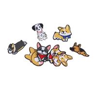 Healvian 8Pcs Dog Embroidery Cloth Patches Set with Corgi, German Shepherd, French Bulldog Designs, Hot Melt Patch Stickers for Clothing Repair and Decoration
