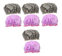 Healvian 8pcs Double-layer Shower Caps for Women Elastic Hair Caps Practical Bathing Headwear for Makeup Cleansing and