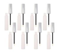 Healvian 8pcs Empty Eyelash Tube 10ml Refillable Mascara Container with Matte Silver Tube and Sleek White Bottle for Lip Gloss and Liquid Cosmetics, Compact and Reusable Design for Travel