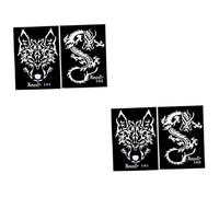 Healvian 8pcs Hollow Stencils for Glitter Cool Dragon Wolf Tiger Designs for Diy Body Art and Creative Crafts Pet Material for Men Women