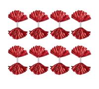 Healvian 8pcs Metallic Cheerleading Pom Poms with Double-head Handle Medium Red Hand Flowers for School Competitions Dance Team Spirit Lightweight and Visible Cheer Props for Adults