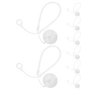 Healvian 8Pcs Retractable Stylus Pen Holder Strap with 30Cm Elastic Spring Cord and 8Mm Silicone Ring, Anti-Lost Lanyard Set for Tablet and Touchscreen Pens, White Safety Tether