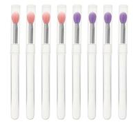 Healvian 8pcs Silicone Eyeshadow and Lip Applicator Brushes with Transparent Lid Lightweight Portable Makeup Tools for Precise Lip and Eye Shadow Application Smooth Skin-friendly Design