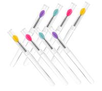 Healvian 8pcs Silicone Lip Brushes with Caps Portable Compact Lipstick Applicators for Makeup Skin Friendly Soft Silicone Tips Multi Color Handles for Precise Beauty Application