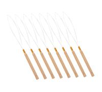 Healvian 8pcs Wig Crochet Wooden Handle Hair Extension Loop Needle Threaders Crochet Hooks for Hair Beading and Braiding Styling Tools Set