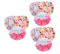 Healvian 9pcs Boys and Girls Satin Shower Cap Bath Hat for Boy Girl Soft and Comfortable Hair for Bathing and Sleeping Cute Patterns Hearts - Dolphin Light